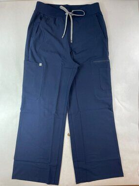 Fabletics Scrub High-Rise Wide Leg Cargo Pants Navy Blue Women's Sz M Short NWT